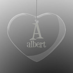 Name & Initial Engraved Glass Ornament - Heart (Personalized)