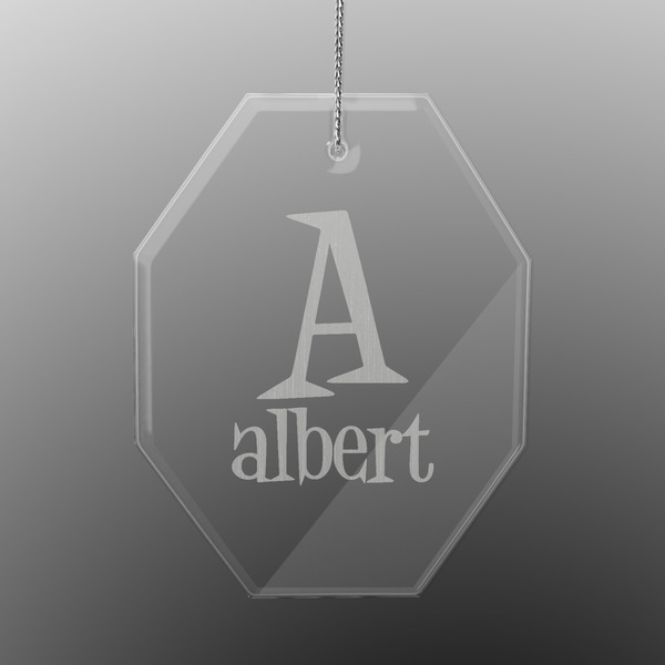 Custom Name & Initial Engraved Glass Ornament - Octagon (Personalized)