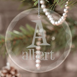 Name & Initial Engraved Glass Ornament (Personalized)