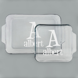 Name & Initial Glass Baking & Cake Dish Set - 13in x 9in & 8in x 8in (Personalized)