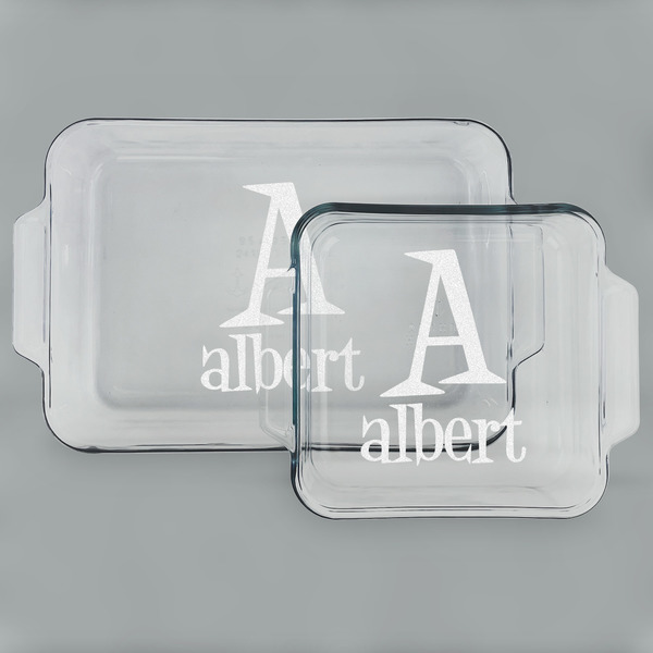 Custom Name & Initial Glass Baking & Cake Dish Set - 13in x 9in & 8in x 8in (Personalized)