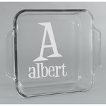Name & Initial Glass Cake Dish - 8in x 8in (Personalized)