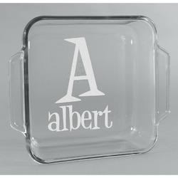 Name & Initial Glass Cake Dish - 8in x 8in (Personalized)
