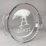 Name & Initial Glass Pie Dish - 9.5in Round (Personalized)