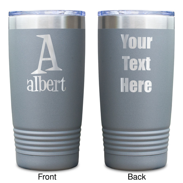 Name & Initial Gray Polar Camel Tumbler - 20oz - Double Sided - Approval