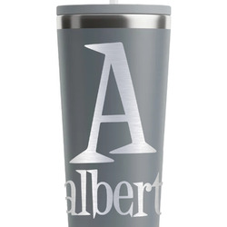 Name & Initial RTIC Everyday Tumbler with Straw - 28oz - Grey - Single-Sided (Personalized)
