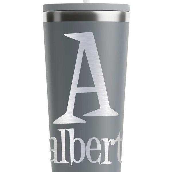 Name & Initial Grey RTIC Everyday Tumbler - 28 oz. - Close Up