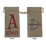 Name & Initial Burlap Gift Bag - Large - Double-Sided (Personalized)