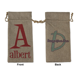 Name & Initial Burlap Gift Bag - Large - Double-Sided (Personalized)
