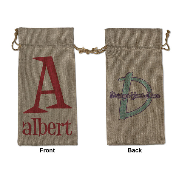 Custom Name & Initial Burlap Gift Bag - Large - Double-Sided (Personalized)