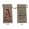 Name & Initial Large Burlap Gift Bags - Front & Back