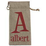 Name & Initial Burlap Gift Bag - Large - Single-Sided (Personalized)