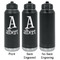 Name & Initial Laser Engraved Water Bottles - 2 Styles - Front & Back View