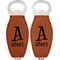 Name & Initial Leather Bar Bottle Opener - Front and Back