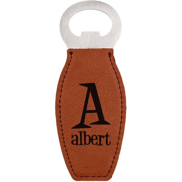 Custom Name & Initial Leatherette Bottle Opener - Double-Sided (Personalized)