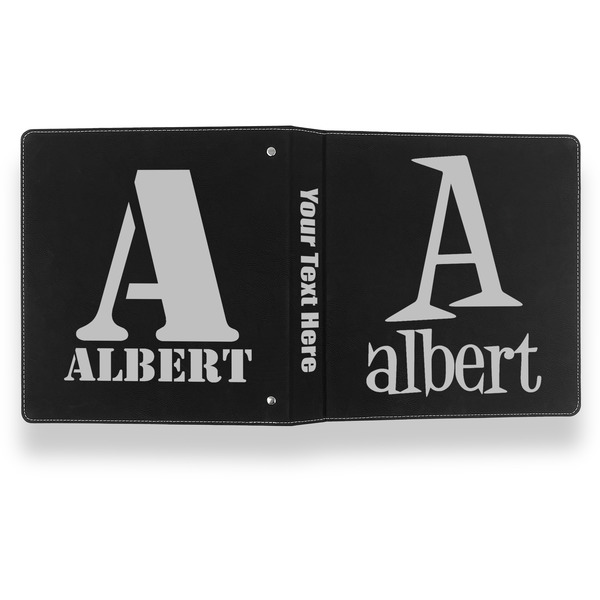 Name & Initial Leather Binder - 1" - Black- Back Spine Front View