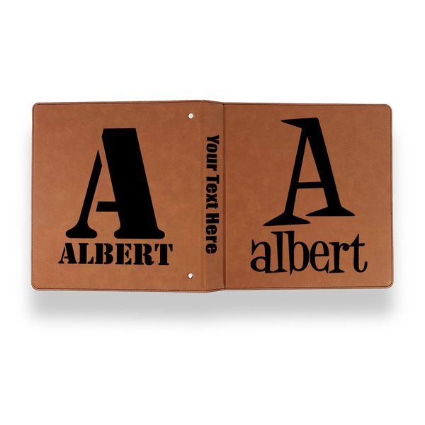 Name & Initial Leather Binder - 1" - Rawhide - Back Spine Front View
