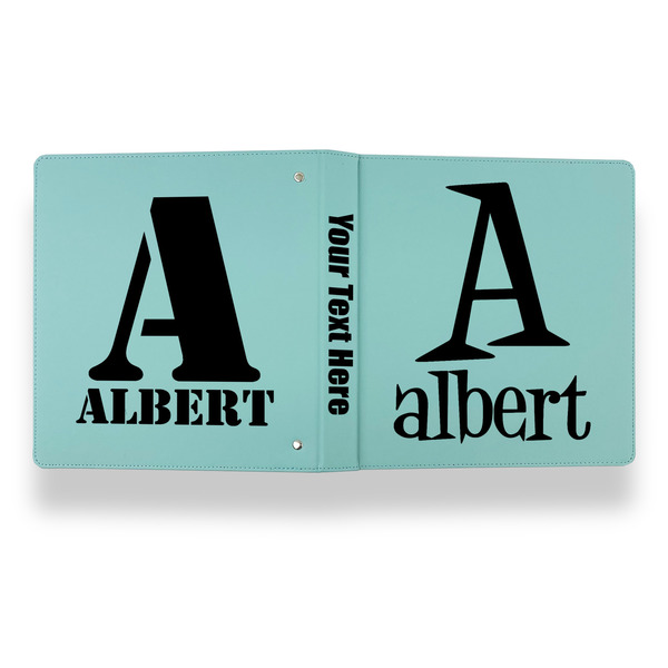 Name & Initial Leather Binder - 1" - Teal - Back Spine Front View