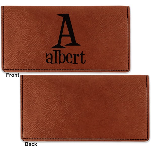Name & Initial Leather Checkbook Holder Front and Back Single Sided - Apvl