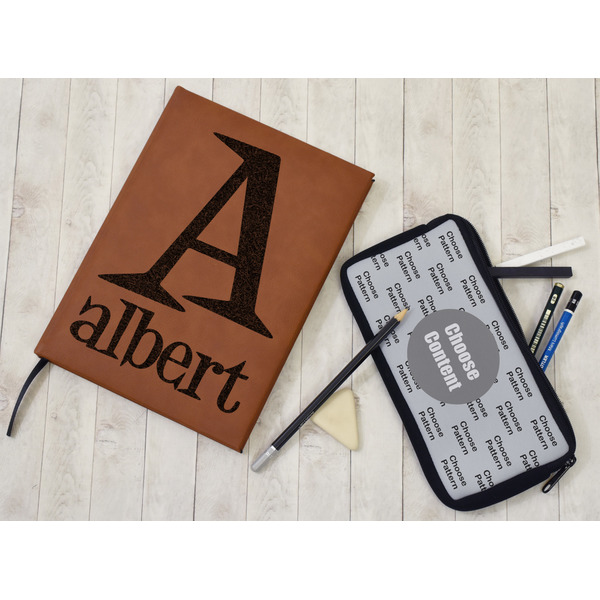 Name & Initial Leather Sketchbook - Small - Double Sided - In Context