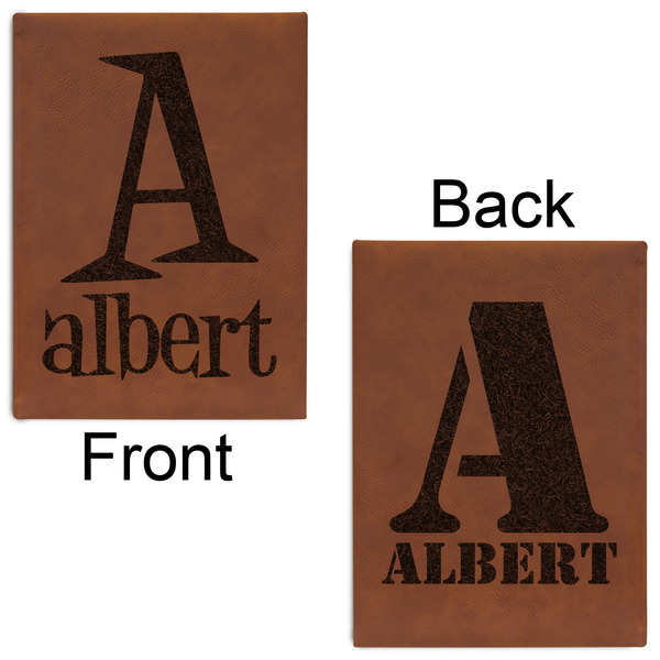 Name & Initial Leatherette Journals - Large - Double Sided - Front & Back View
