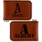 Name & Initial Leatherette Magnetic Money Clip - Front and Back