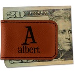 Name & Initial Leatherette Magnetic Money Clip (Personalized)