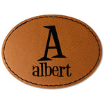 Name & Initial Faux Leather Iron On Patch - Oval (Personalized)