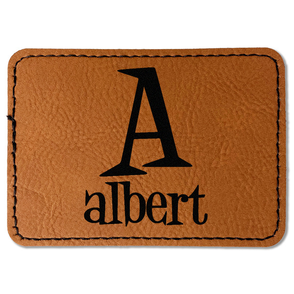 Custom Name & Initial Faux Leather Iron On Patch - Rectangle (Personalized)