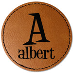 Name & Initial Faux Leather Iron On Patch - Round (Personalized)