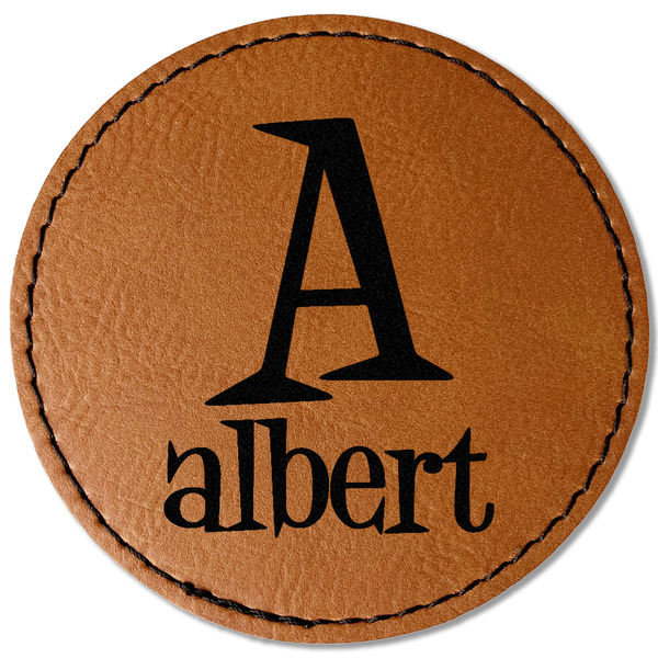 Custom Name & Initial Faux Leather Iron On Patch - Round (Personalized)