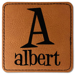 Name & Initial Faux Leather Iron On Patch - Square (Personalized)