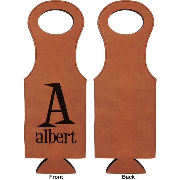 Name & Initial Leatherette Wine Tote Single Sided - Front and Back