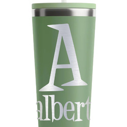 Name & Initial RTIC Everyday Tumbler with Straw - 28oz - Light Green - Single-Sided (Personalized)