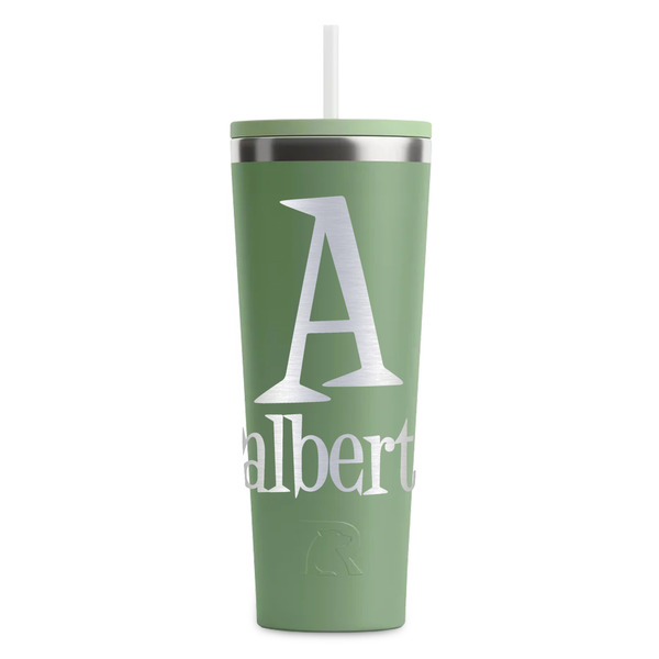 Custom Name & Initial RTIC Everyday Tumbler with Straw - 28oz - Light Green - Single-Sided (Personalized)
