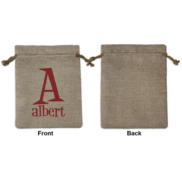 Name & Initial Medium Burlap Gift Bag - Front Approval