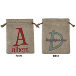 Name & Initial Burlap Gift Bag - Medium -Double-Sided (Personalized)