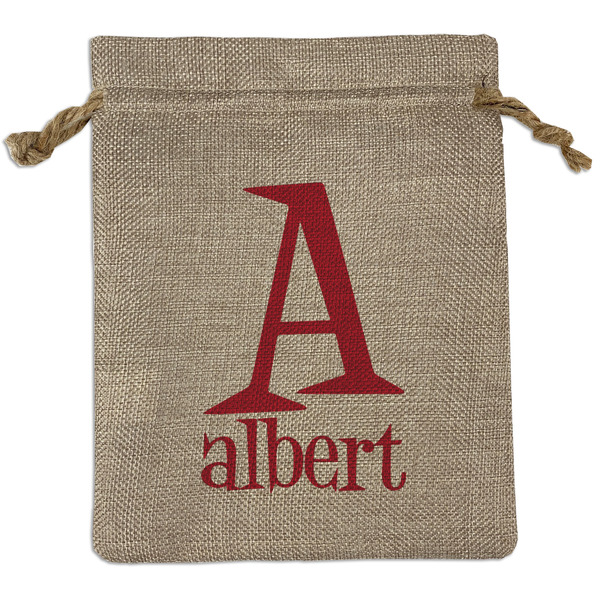Custom Name & Initial Burlap Gift Bag (Personalized)