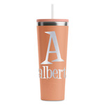 Name & Initial RTIC Everyday Tumbler with Straw - 28oz - Peach - Double-Sided (Personalized)
