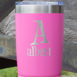 Name & Initial 20 oz Stainless Steel Tumbler - Pink - Single-Sided (Personalized)