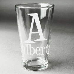 Name & Initial Pint Glass - Laser Engraved - Single (Personalized)