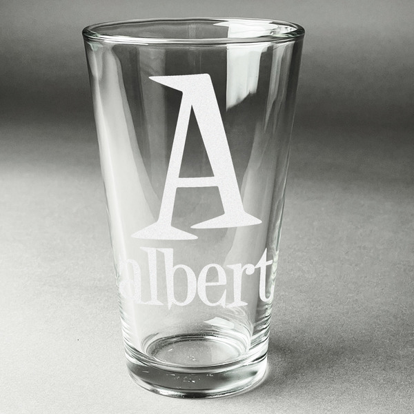 Custom Name & Initial Pint Glass - Laser Engraved (Personalized)