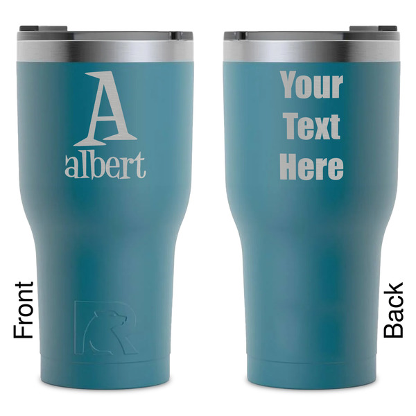 Custom Name & Initial RTIC Tumbler - Dark Teal - Laser Engraved - Double-Sided (Personalized)