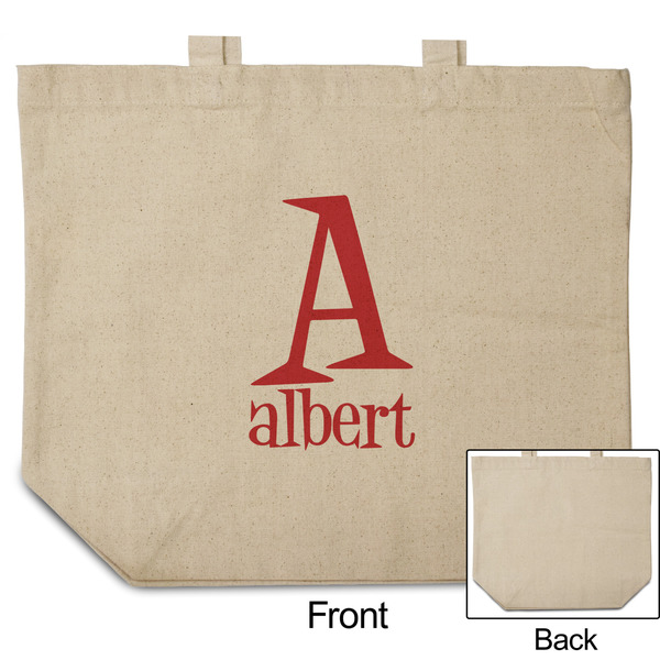 Name & Initial Reusable Cotton Grocery Bag - Front & Back View