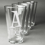 Name & Initial Pint Glasses - Laser Engraved - Set of 4 (Personalized)