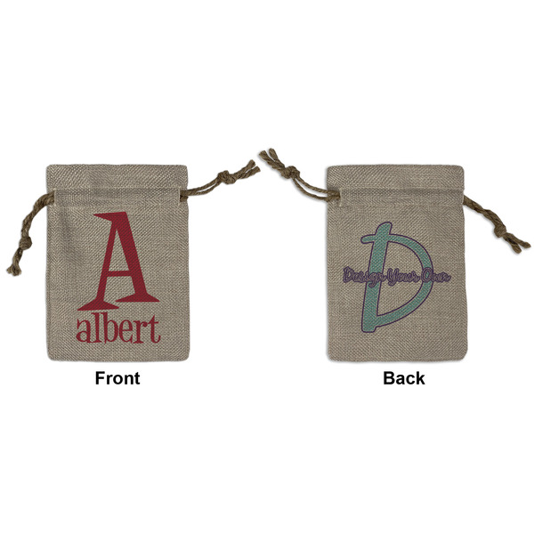 Custom Name & Initial Burlap Gift Bag - Small - Double-Sided (Personalized)
