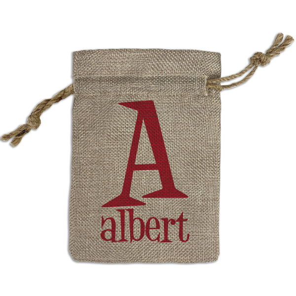 Custom Name & Initial Burlap Gift Bag - Small - Single-Sided (Personalized)