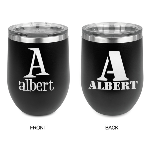 Name & Initial Stainless Wine Tumblers - Black - Double Sided - Approval