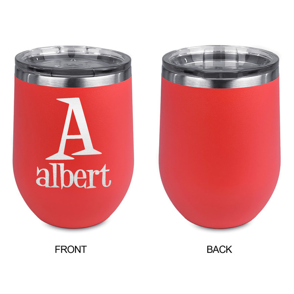 Name & Initial Stainless Wine Tumblers - Coral - Single Sided - Approval