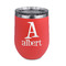 Name & Initial Stainless Wine Tumblers - Coral - Single Sided - Front